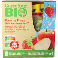 מחית תפוחי עץ ותות שדה אורגנית ללא תוספת סוכר קרפור ביו 4 * 90 גרם