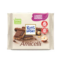 שוקולד חלב במילוי קרם אגוזי לוז ושברי וופל אמיצ'לי ריטר ספורט 100 גרם