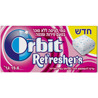 גומי לעיסה ללא סוכר בטעם פירות ומנטה רפרשס אורביט 15.6 גרם