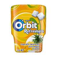 גומי לעיסה בטעם פירות טרופיים ללא סוכר רפרשרס אורביט 67 גרם