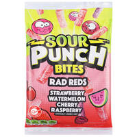 ממתק חמצוץ מיני גלילים בטעם פירות אדומים סאוור פאנץ' מור ים מרקטינג 142 גרם