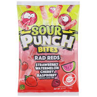 ממתק חמצוץ מיני גלילים בטעמי פירות אדומים סאוור פאנץ' מור ים מרקטינג 105 גרם