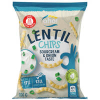 חטיף צ'יפס עדשים בטעם שמנת בצל אוהו פרוטרי שיווק 100 גרם