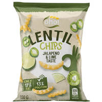 חטיף צ'יפס עדשים בטעם חלפיניו אוהו פרוטרי שיווק 100 גרם