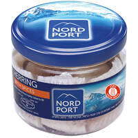 חתיכות פילה דג הרינג מומלח בשמן מצונן עם תבלין נורד פורט סנטה ברמור 290 גרם