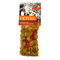 זיתים ירוקים בתוספת אורגנו ופלפל צ'ילי כבושים ילידה יורוסטנדרט 150 גרם