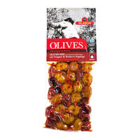 תערובת זיתים ירוקים ושחורים עם אורגנו ופלפל אדום ילידה יורוסטנדרט 150 גרם