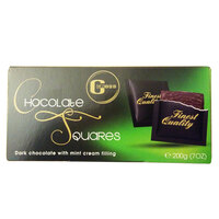 ריבועי שוקולד מריר במילוי קרם מנטה גרוס 200 גרם