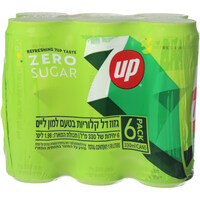 סבן אפ זירו משקה מוגז דל קלוריות בטעם למון ליים בפחית 6 * 330 מ