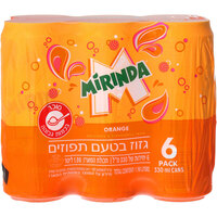 משקה מוגז בטעם תפוזים בפחית מירינדה 6 * 330 מ