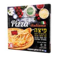פיצה איטלקית דקה עם הרבה גבינה 100% מוצרלה רמי לוי 340 גרם