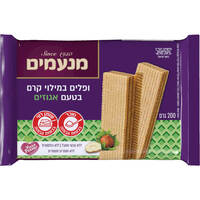 ופלים במילוי קרם בטעם אגוזים מנעמים 200 גרם
