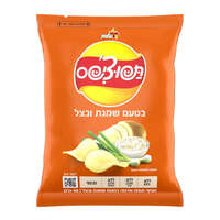חטיף תפוחי אדמה צ'יפס בטעם שמנת ובצל תפוצ'יפס עלית 50 גרם