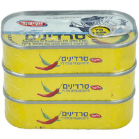סרדינים בשמן צמחי עם פלפל צ'ילי חריף וילי פוד 3 * 110 גרם