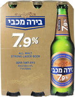בירה לאגר בהירה חזקה 7.9% בבקבוק מכבי 6 * 330 מ