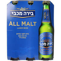 בירה לאגר בהירה 5% בבקבוק מכבי 6 * 330 מ