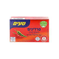 סרדינים בשמן סויה עם פלפל חריף טעים 125 גרם