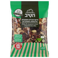 מיקס אגוזים טבעי וחמוציות הטיב 150 גרם
