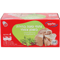 נתחי טונה בהירה בשמן צמחי מהדרין וילי פוד 4 * 112 גרם