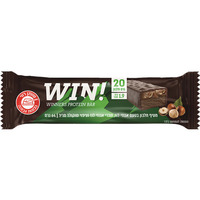 חטיף חלבון בטעם אגוזי לוז שברי אגוזי לוז וציפוי שוקולד מריר ווין 64 גרם