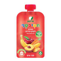 מחית לפתן פירות ללא תוספת סוכר בשקית לחיצה עם פקק חטיפטף פרינוק 120 גרם