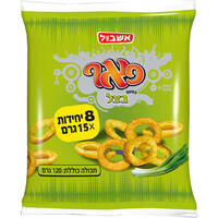 חטיף תירס אפוי פאף בטעם בצל אשבול 8 * 15 גרם