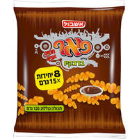 חטיף תירס אפוי פאף בטעם ברביקיו אשבול 8 * 15 גרם