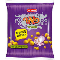 חטיף תירס אפוי פאף בטעם שום בצל אשבול 8 * 15 גרם