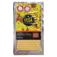 תחליף גבינה צהובה טבעוני בטעם גבינת צ'דר על בסיס מים ושמן קוקוס וגה 200 גרם