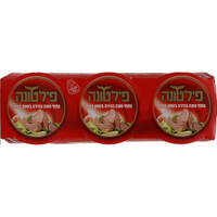 נתחי טונה בהירה בשמן פילטונה 3 * 56 גרם