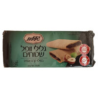 גלילי וופל שטוחים במילוי קרם אגוזים גלילית 145 גרם