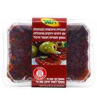 עגבניות מיובשות קצוצות עם זיתים ירוקים בשמן חמניות ועשבי תיבול תומר 250 גרם