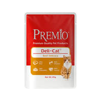 מזון לחתולים נתחי בקר ברוטב בפאוץ' פרמיו 85 גרם