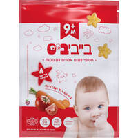 חטיף דגנים אפויים לתינוקות כוכבים בטעם גזר ועגבניה 9+ בייבי ביס 40 גרם