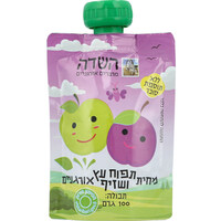 מחית תפוח עץ ושזיף אורגניים ללא תוספת סוכר השדה מוצרים אורגניים 100 גרם