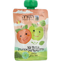 מחית תפוח עץ ואפרסק אורגניים ללא תוספת סוכר השדה מוצרים אורגניים 100 גרם