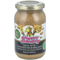 חמאת בוטנים אורגנית עם שברי בוטנים ללא תוספת סוכר צ'יקי מאנקי 400 גרם