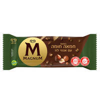 שלגון שמנת בטעם חמאה חומה עם ציפוי שוקולד ואגוזי לוז מגנום 78 גרם