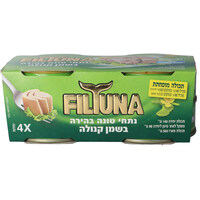 נתחי טונה בהירה בשמן קנולה פילטונה 4 * 98 גרם