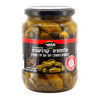 מלפפונים קורנישונים קטנים כבושים בחומץ תומר 670 גרם