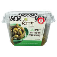מיקס זיתים ירוקים ללא גלעין + מלפפונים קורנישונים זיתא 190 גרם