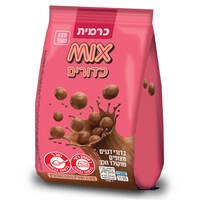 כדורי תירס מצופים שוקולד חלב מיקס אגו 55 גרם