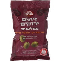 זיתים ירוקים מגולענים עם פפריקה ופלפל צ'ילי בית השיטה 230 גרם