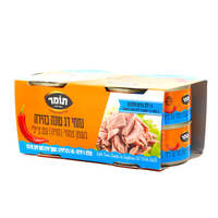 נתחי דג טונה בהירה בשמן צמחי עם צ'ילי תומר 4 * 98 גרם