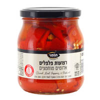 רצועות פלפלים אדומים מוחמצים תומר 540 גרם