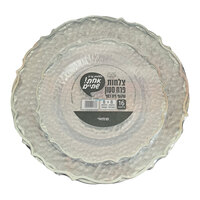 סט צלחות ענקיות + צלחות קטנות פרח סטון שקוף פס כסף ר.שמאי 16 יחידות