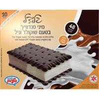 גלידה חלבית מופחתת קלוריות בטעם שוקולד וניל עם ביסקוויט בטעם שוקולד גלידל 10 * 27 גרם