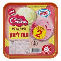 גלידת שרבט פרווה בטעם תות לימון דה לה קרם גלידות פלדמן 2 ליטר
