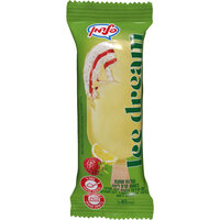 שלגון שמנת בטעם קרם לימון עם סירופ תות שדה בציפוי שוקולד לבן אייס דרים גלידות פלדמן 65 גרם