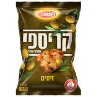 חטיף קרקר חיטה אפוי קריספי עם זיתים כבושים אסם 150 גרם